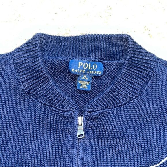 Ralph Lauren Polo BIG PONY Full Zip Sweater Jacket  NAVY/WHITE Boys XL - Picture 3 of 16